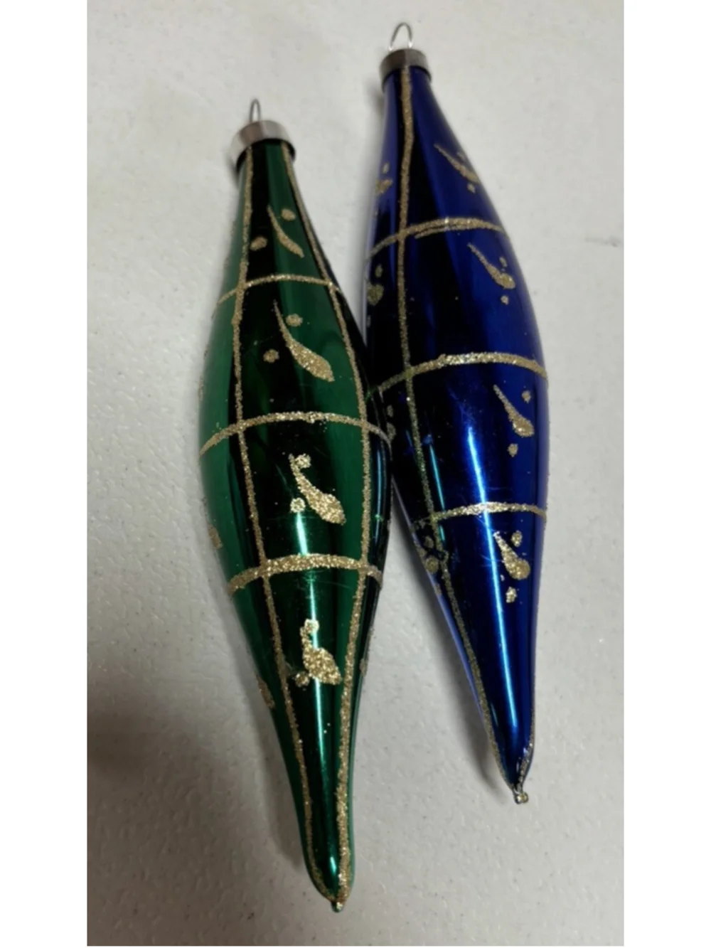Vintage Set Of 2 Vintage Mercury Glass Teardrop Christmas Ornaments